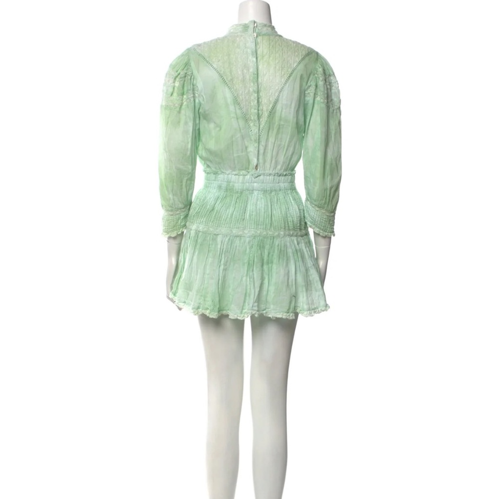 LoveShackFancy Green Pleated Mock Neck Sundress